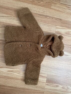 GAP Brown Teddy Bear Hooded Puffer Jacket